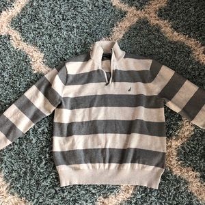 Men’s Grey Striped Nautica Sweater Size L -EUC